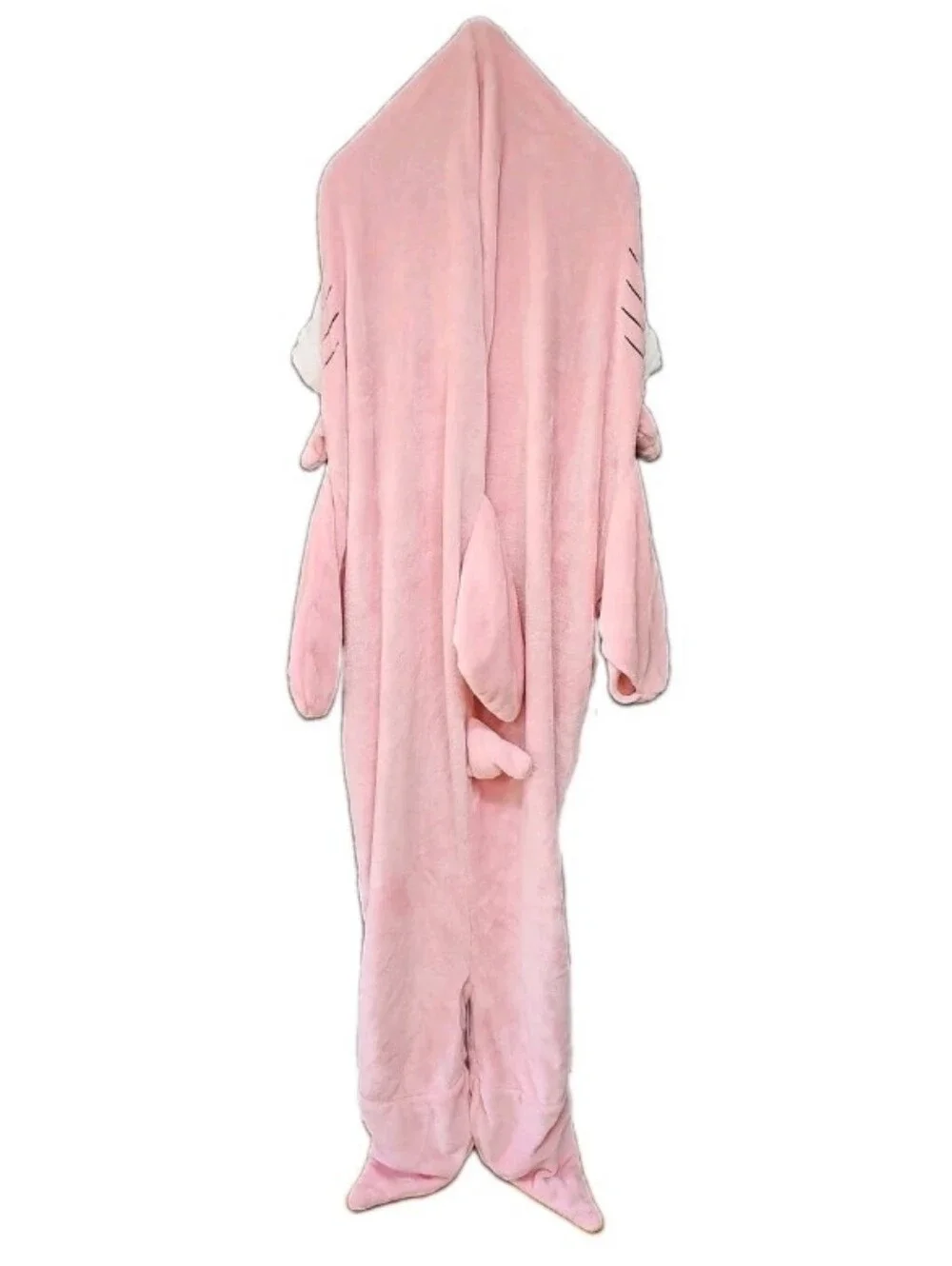 Touchat Wearable Shark Blanket, Pink White, Soft Velour, Size Medium For 59